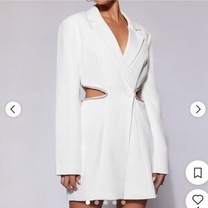 Meshki White Blazer Dress with Cutouts